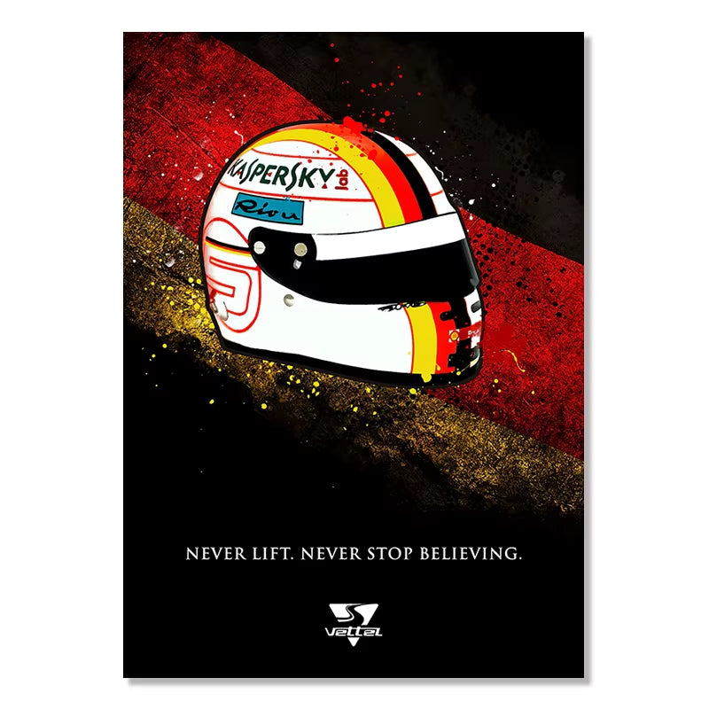 Modern F1 Racer Helmet Canvas Posters Famous Formula 1 World Champion Paintings Prints Graffiti Wall Art Pictures Home Decor