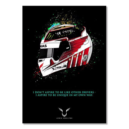 Modern F1 Racer Helmet Canvas Posters Famous Formula 1 World Champion Paintings Prints Graffiti Wall Art Pictures Home Decor