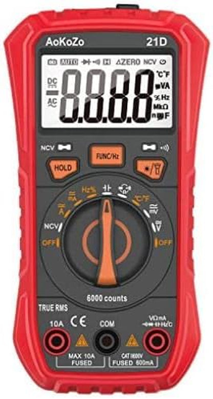 Digital Multimeter Tester, 21D Electrical Voltmeter Tester,Volt Multi Meter,6000 Counts ,TRMS