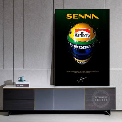 Senna F1 Racer Helmet Formula 1 World Champion Poster Team Decoration Graffiti Art Decor Painting Room Wall Canvas Poster