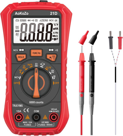 Digital Multimeter Tester, 21D Electrical Voltmeter Tester,Volt Multi Meter,6000 Counts ,TRMS