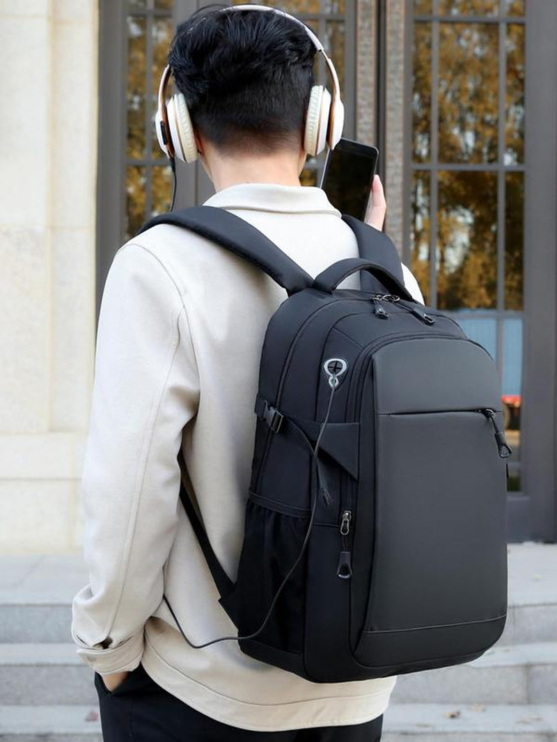 Men'S Summer Business Waterproof Backpack, Casual Oxford Computer Bag, Trendy All-Match Backpack for Daily & School Use Usb Charging Port