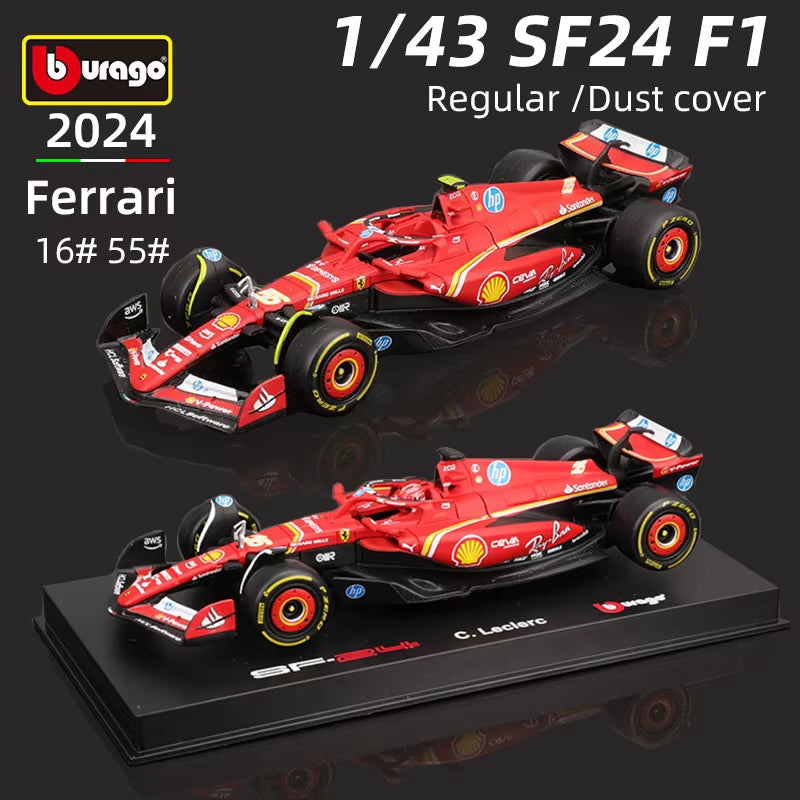 1:43 Ferrari SF24 F1 Car Model 2024 Season 16# Leclerc 55# Sainz Alloy Luxury Vehicle Diecast Formula Racing Toy Gift